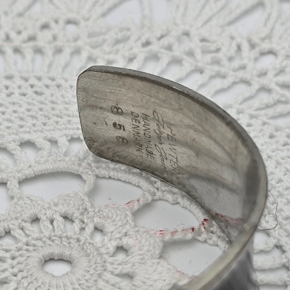 Vintage Jorgen Jensen cuff bangle bracelet pewter Danish wide #858 - Picture 9 of 11